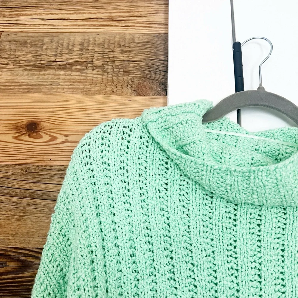 Free People Care FP Ella Oversized Turtleneck Tunic Sweater in Mint Green Large - Picture 4 of 6